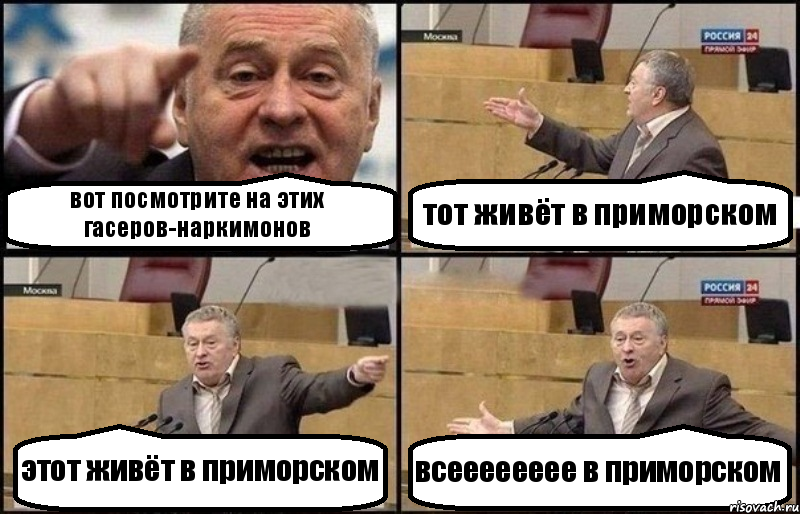 вот посмотрите на этих гасеров-наркимонов тот живёт в приморском этот живёт в приморском всееееееее в приморском, Комикс Жириновский