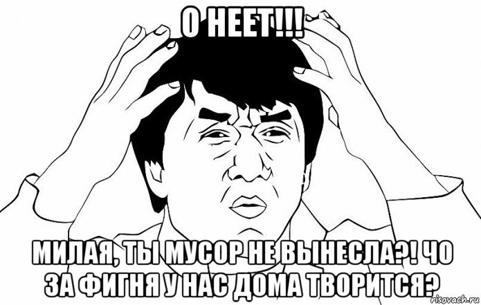 о неет!!! милая, ты мусор не вынесла?! чо за фигня у нас дома творится?, Мем ДЖЕКИ ЧАН