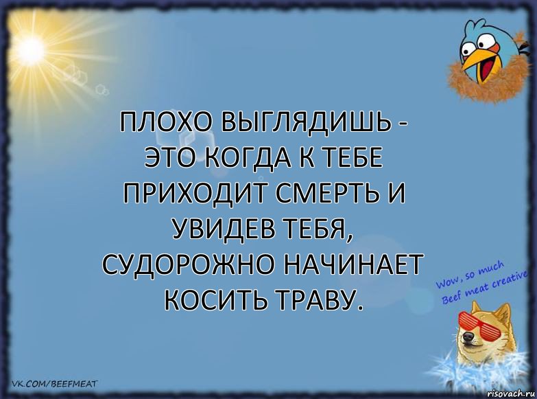 Плохо выглядишь - это когда к тебе приходит смерть и увидев тебя, судорожно начинает косить траву., Комикс ФОН