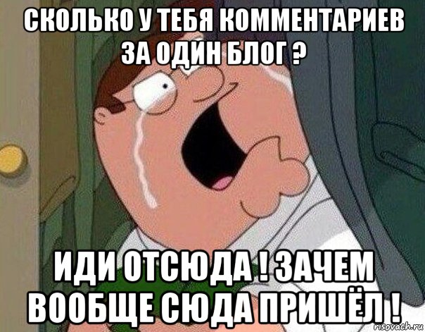 сколько у тебя комментариев за один блог ? иди отсюда ! зачем вообще сюда пришёл !, Мем Гриффин плачет