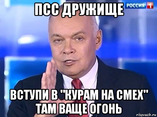 псс дружище вступи в "курам на смех" там ваще огонь, Мем Киселёв 2014