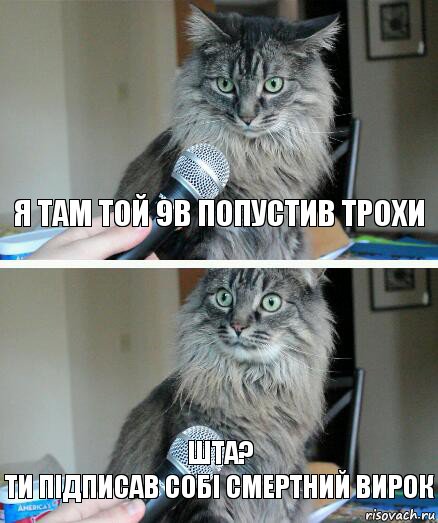 Я там той 9В попустив трохи ШТА?
Ти підписав собі смертний вирок, Комикс  кот с микрофоном