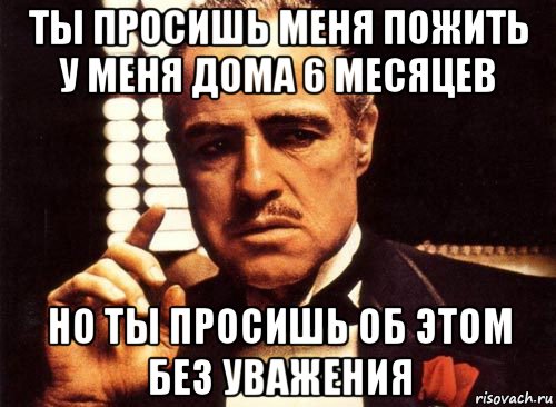 ты просишь меня пожить у меня дома 6 месяцев но ты просишь об этом без уважения, Мем крестный отец