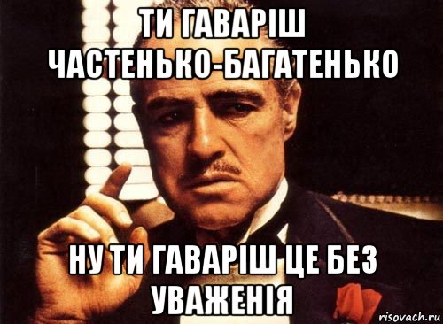 ти гаваріш частенько-багатенько ну ти гаваріш це без уваженія, Мем крестный отец