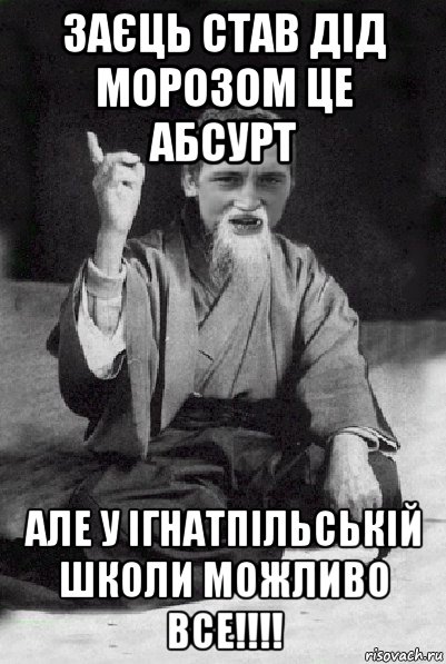 заєць став дід морозом це абсурт але у ігнатпільській школи можливо все!!!!, Мем Мудрий паца