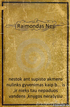 Raimondas Nes nestok ant supisto akmens nulinks gyvenimas kaip b... is ,ir nieks tau nepaduos vandens ,knygos nerašysiu, Комикс обложка книги