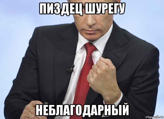 пиздец шурегу неблагодарный, Мем Путин показывает кулак