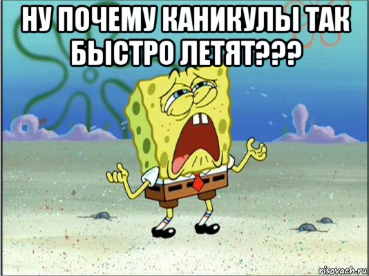 ну почему каникулы так быстро летят??? , Мем Спанч Боб плачет