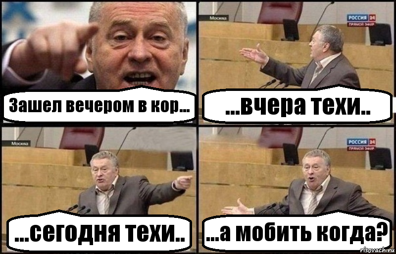 Зашел вечером в кор... ...вчера техи.. ...сегодня техи.. ...а мобить когда?, Комикс Жириновский