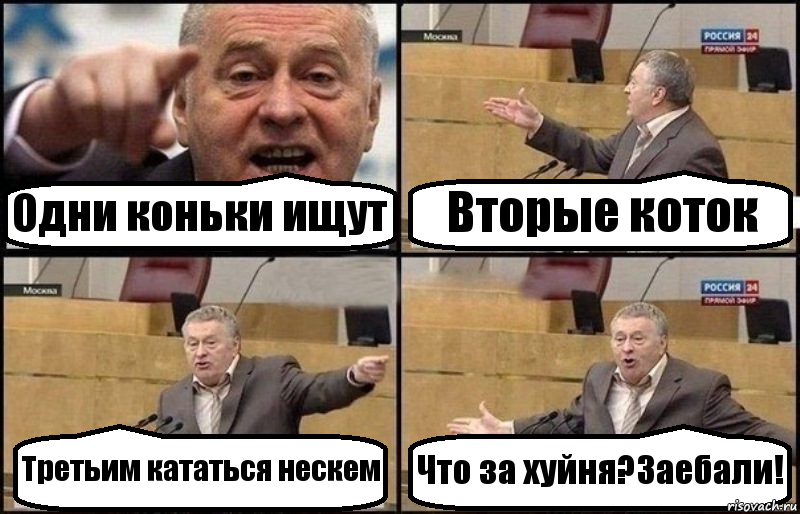 Одни коньки ищут Вторые коток Третьим кататься нескем Что за хуйня?Заебали!, Комикс Жириновский