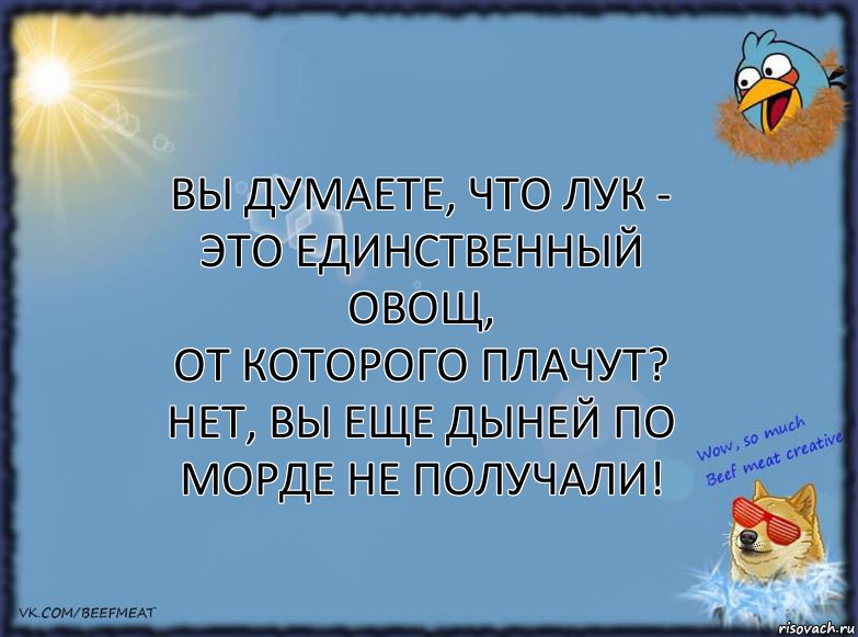 Вы думаете, что лук - это единственный овощ,
от которого плачут?
Нет, вы еще дыней по морде не получали!, Комикс ФОН