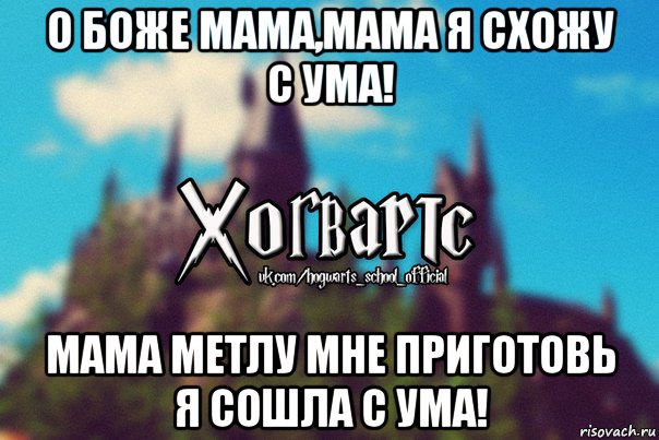 о боже мама,мама я схожу с ума! мама метлу мне приготовь я сошла с ума!, Мем Хогвартс