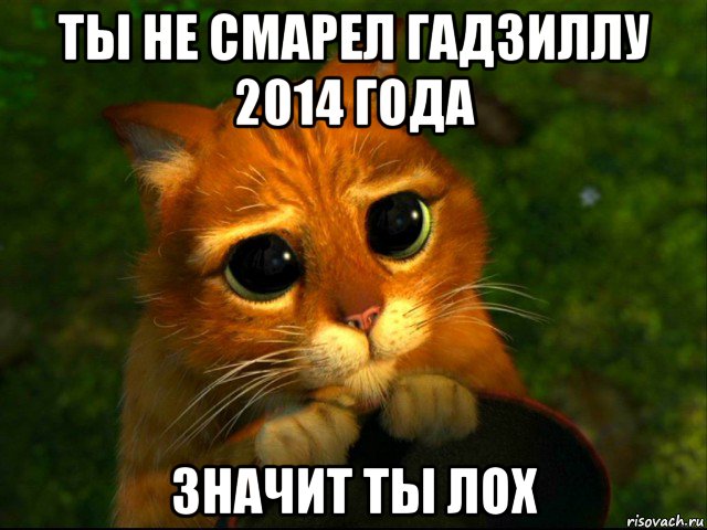 ты не смарел гадзиллу 2014 года значит ты лох, Мем кот из шрека