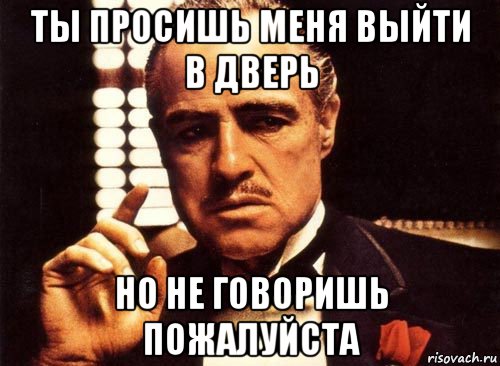 ты просишь меня выйти в дверь но не говоришь пожалуйста, Мем крестный отец