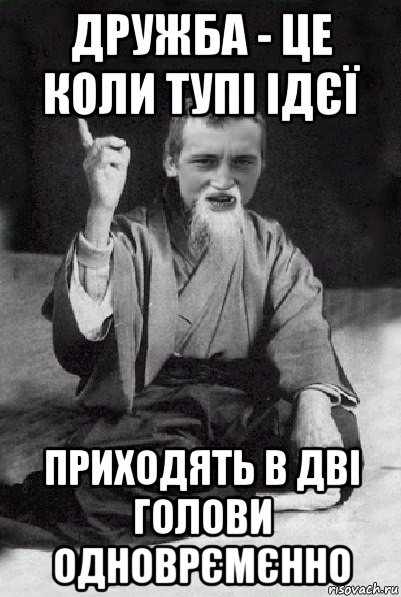 дружба - це коли тупі ідєї приходять в дві голови одноврємєнно, Мем Мудрий паца