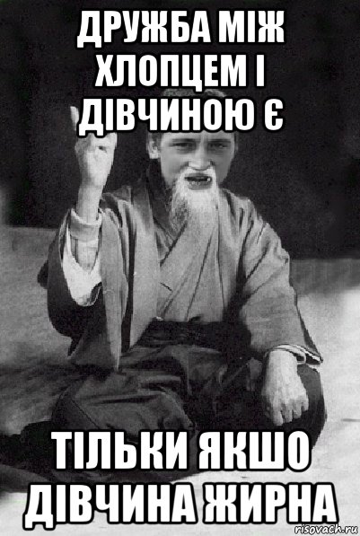 дружба між хлопцем і дівчиною є тільки якшо дівчина жирна, Мем Мудрий паца