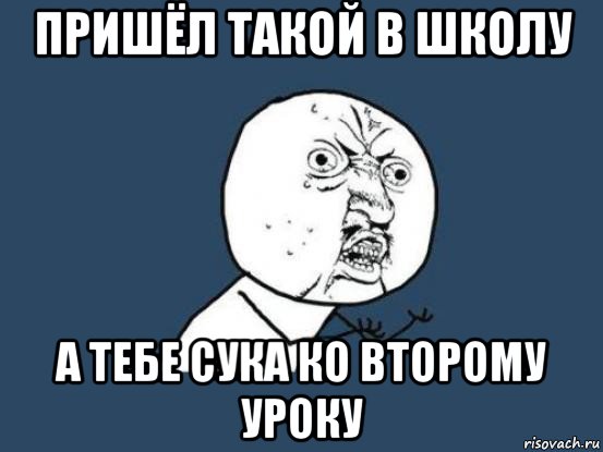 пришёл такой в школу а тебе сука ко второму уроку, Мем Ну почему