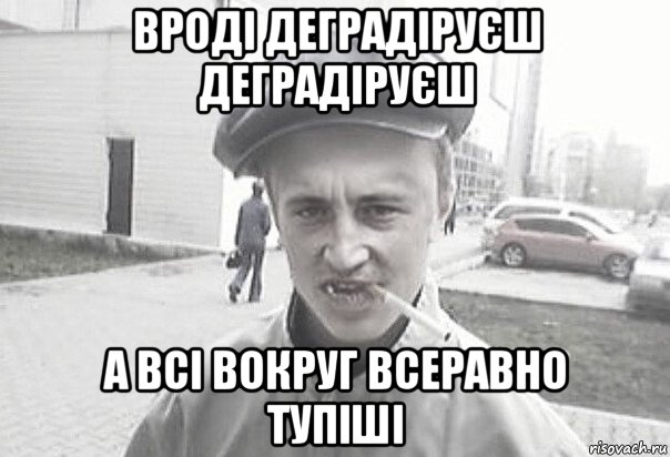 вроді деградіруєш деградіруєш а всі вокруг всеравно тупіші, Мем Пацанська философия