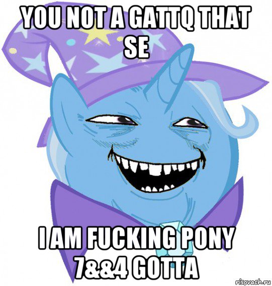 you not a gattq that se i am fucking pony 7&&4 gotta