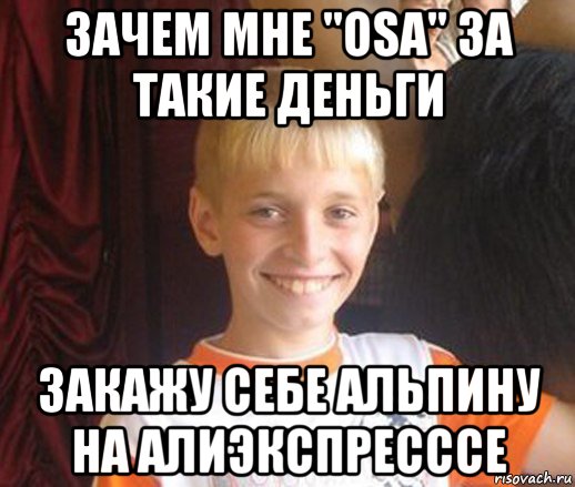 зачем мне "osa" за такие деньги закажу себе альпину на алиэкспресссе, Мем Типичный школьник