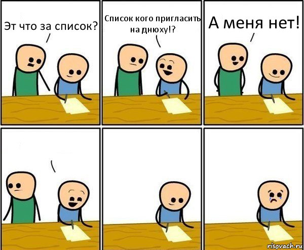 Эт что за список? Список кого пригласить на днюху!? А меня нет! , Комикс Вычеркни меня