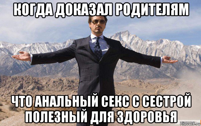 когда доказал родителям что анальный секс с сестрой полезный для здоровья, Мем железный человек