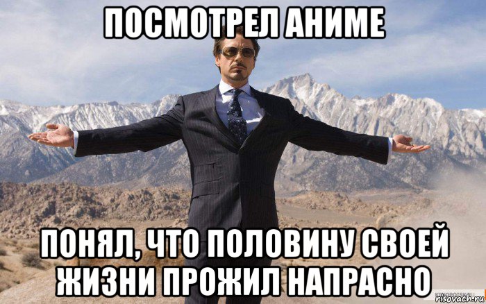 посмотрел аниме понял, что половину своей жизни прожил напрасно, Мем железный человек