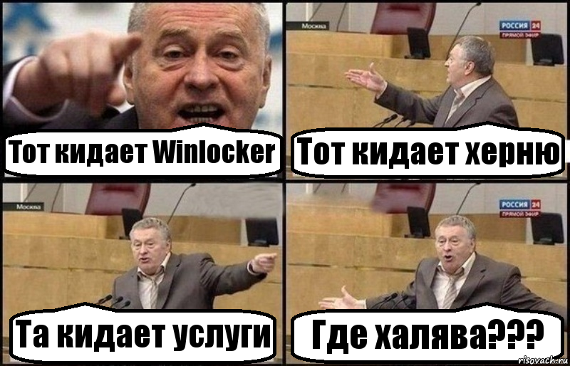 Тот кидает Winlocker Тот кидает херню Та кидает услуги Где халява???, Комикс Жириновский