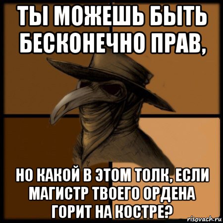 ты можешь быть бесконечно прав, но какой в этом толк, если магистр твоего ордена горит на костре?, Мем  Чума