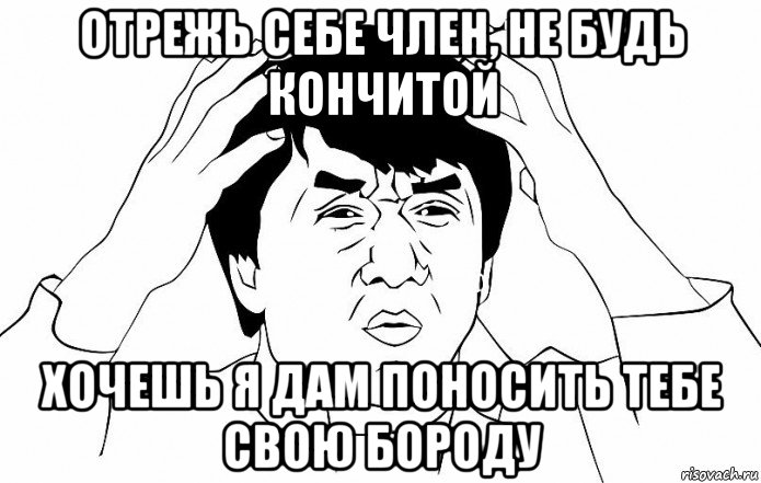 отрежь себе член, не будь кончитой хочешь я дам поносить тебе свою бороду, Мем ДЖЕКИ ЧАН