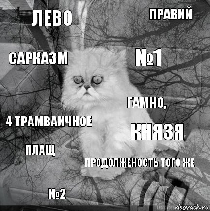 лево князя №1 №2 4 трамваичное правий продолженость того же сарказм плащ гамно,, Комикс  кот безысходность