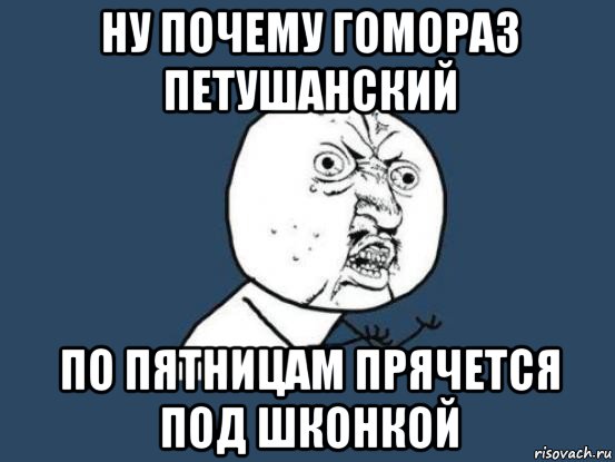 ну почему гомораз петушанский по пятницам прячется под шконкой, Мем Ну почему