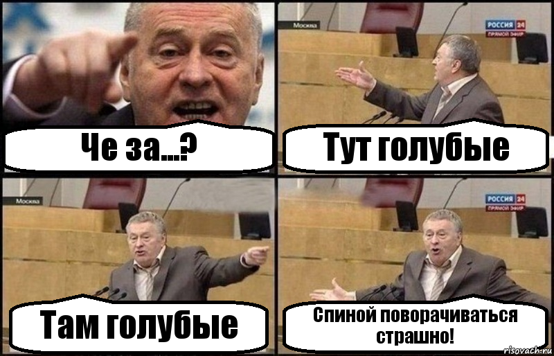 Че за...? Тут голубые Там голубые Спиной поворачиваться страшно!, Комикс Жириновский