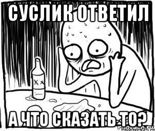 суслик ответил а что сказать то?, Мем Алкоголик-кадр