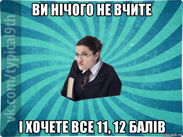 ви нічого не вчите і хочете все 11, 12 балів, Мем девятиклассник16