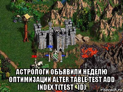  астрологи объявили неделю оптимизации alter table test add index t(test_id), Мем Герои 3