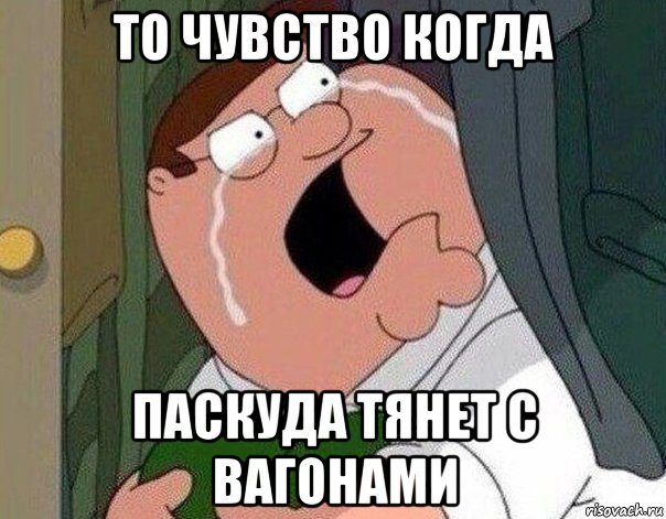 то чувство когда паскуда тянет с вагонами, Мем Гриффин плачет