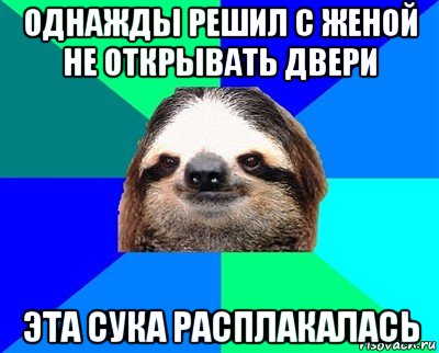 однажды решил с женой не открывать двери эта сука расплакалась, Мем Ленивец