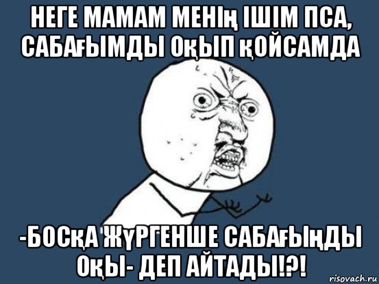 неге мамам менің ішім пса, сабағымды оқып қойсамда -босқа жүргенше сабағыңды оқы- деп айтады!?!, Мем Ну почему