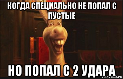 когда специально не попал с пустые но попал с 2 удара, Мем Осел из Шрека