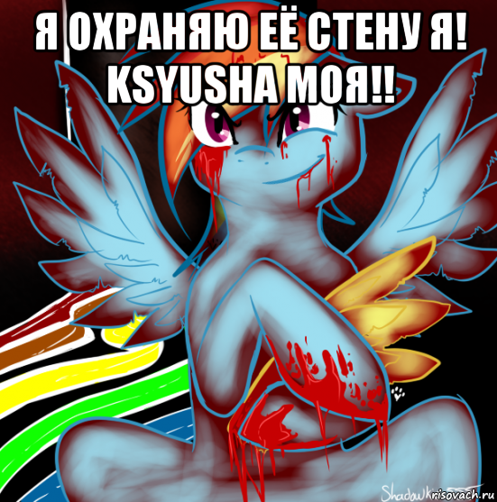 я охраняю её стену я! ksyusha моя!! , Мем RAINBOW FACTORY DASH