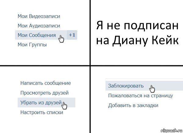 Я не подписан на Диану Кейк, Комикс  Удалить из друзей