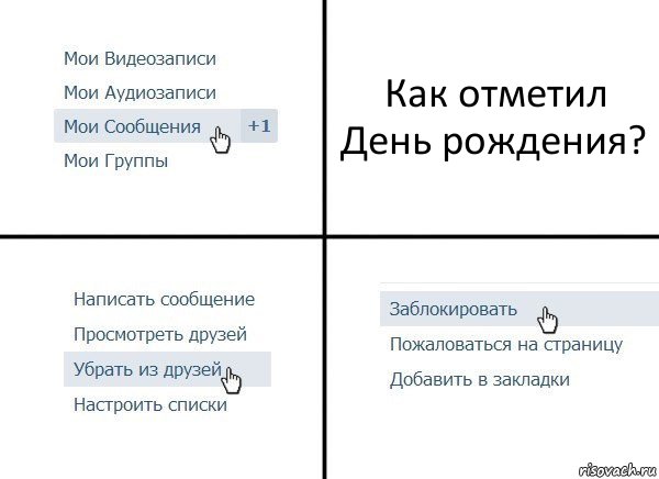 Как отметил День рождения?, Комикс  Удалить из друзей