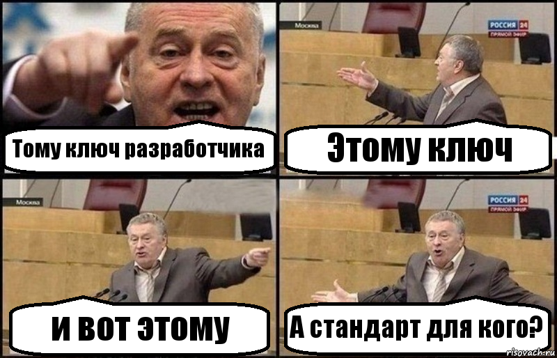 Тому ключ разработчика Этому ключ и вот этому А стандарт для кого?, Комикс Жириновский