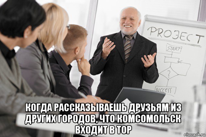  когда рассказываешь друзьям из других городов, что комсомольск входит в тор, Мем  Гарольд в офисе