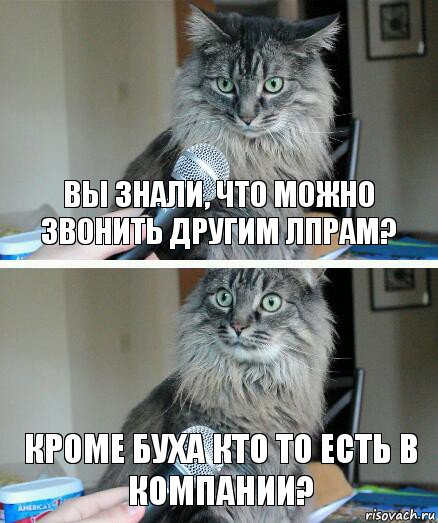 Вы знали, что можно звонить другим ЛПРам? кроме буха кто то есть в компании?, Комикс  кот с микрофоном