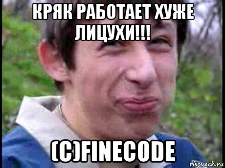 кряк работает хуже лицухи!!! (с)finecode, Мем  Пиздун