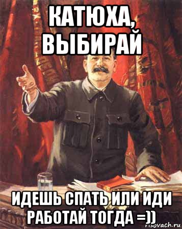 Пойду работу работать. Сталин иди работай. Иди спать Сталин.