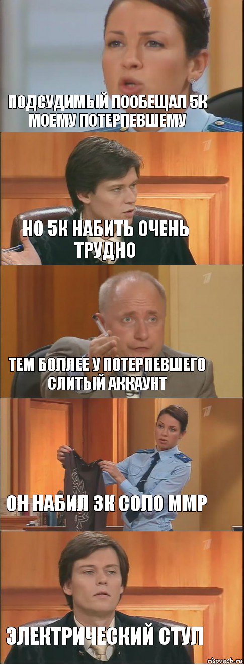 подсудимый пообещал 5к моему потерпевшему но 5к набить очень трудно тем боллее у потерпевшего слитый аккаунт он набил 3к соло ммр электрический стул, Комикс Суд