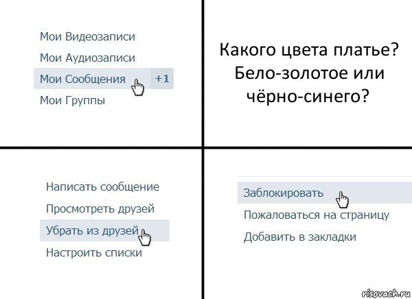 Какого цвета платье? Бело-золотое или чёрно-синего?, Комикс  Удалить из друзей